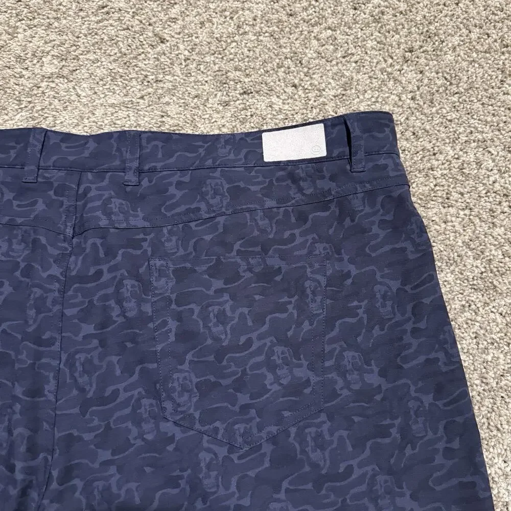 Peter Millar Golf Shorts Mens 44 Navy Skull Camo Performance Stretch 5 Pocket